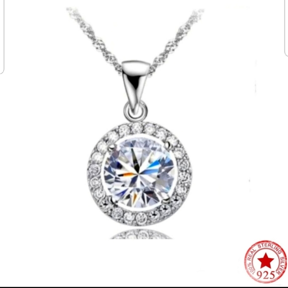 Swarovski Elements 925 Sterling Silver Halo Necklace NEW - Picture 8 of 8